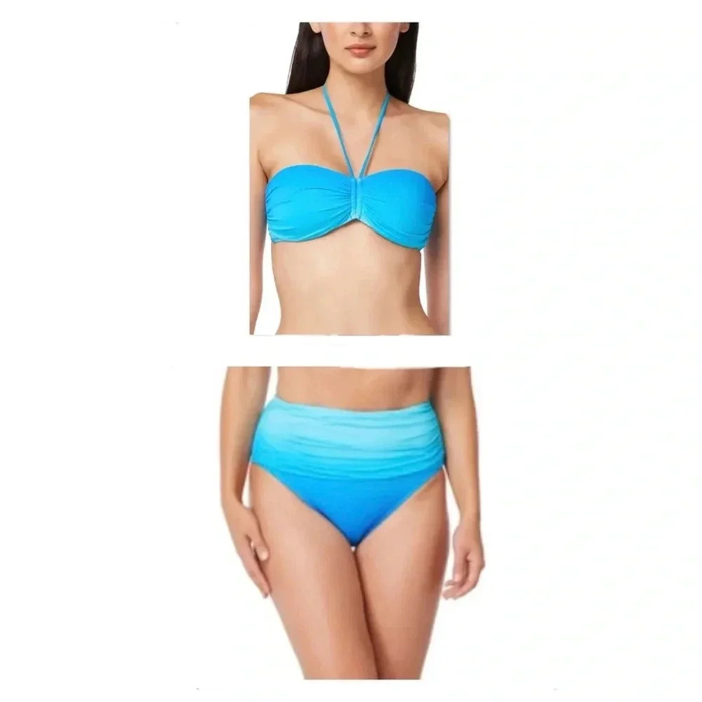 Bleu Rod Beattie Coast to Coast Bandeau Bikini Top and High Waist Bottom Size 4